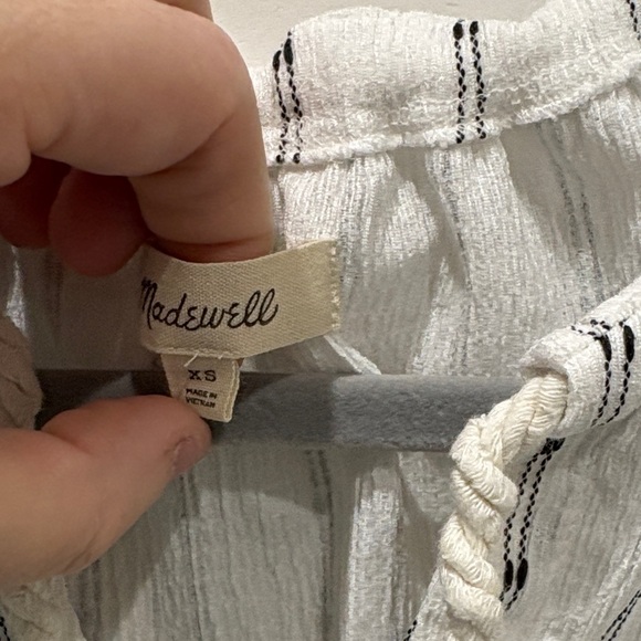 Madewell White and Black Striped Blouse - Picture 2 of 6